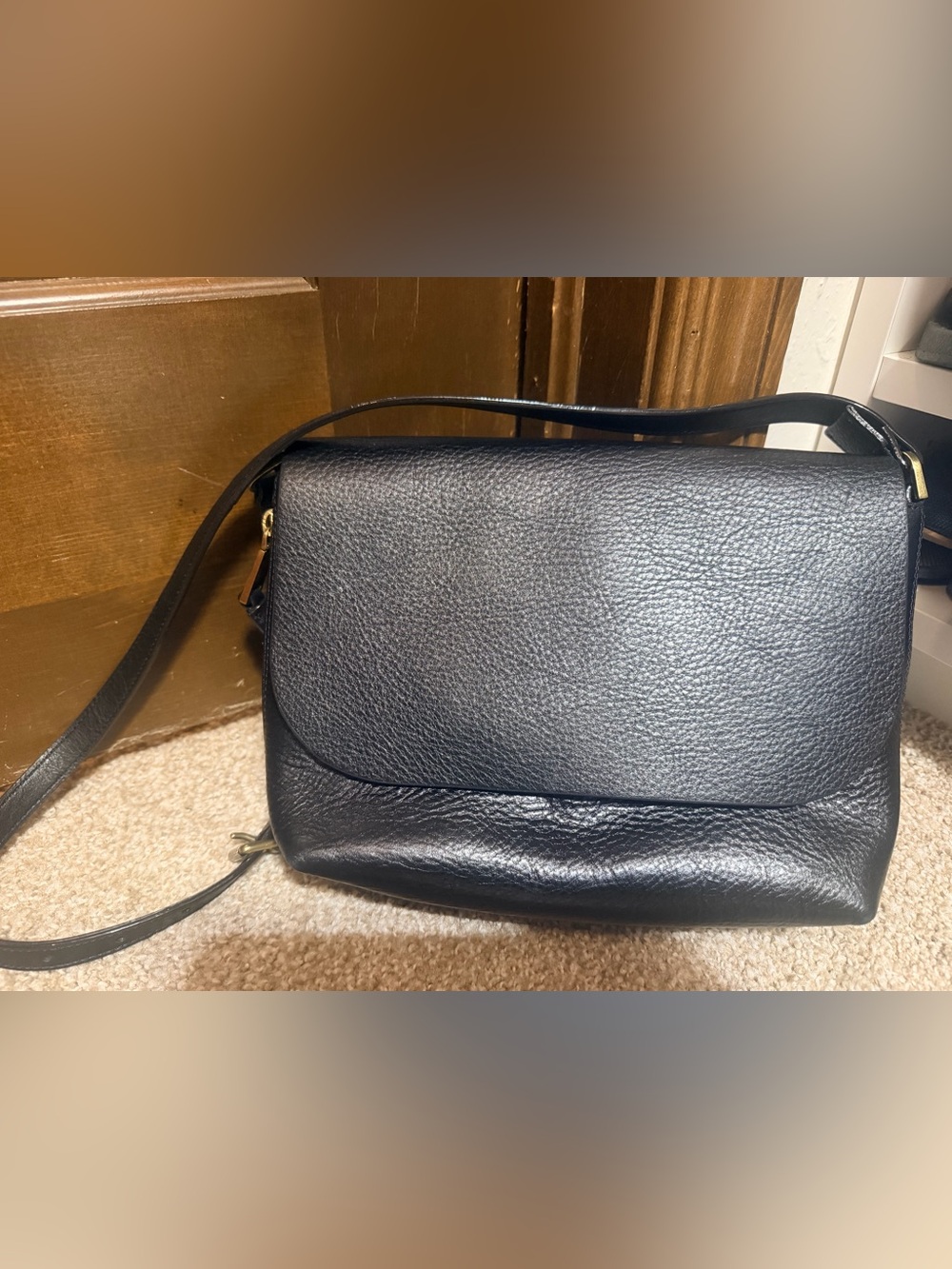 Fossil Black Pebbled Leather Shoulder Bag
